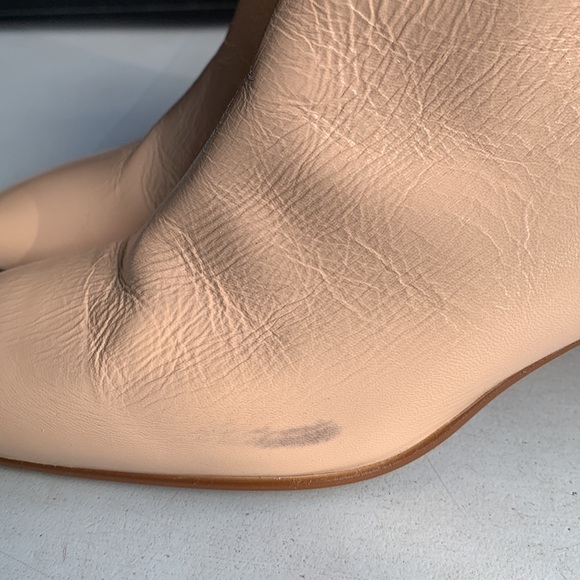 Stuart Weitzman Ankle Boots Women’s 6.5‎ Nude Beige Leather Zip Booties Heeled - Picture 11 of 16